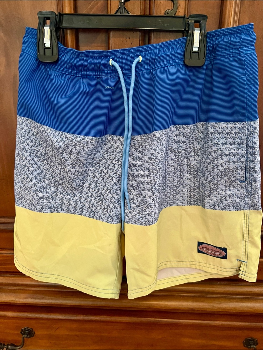 Vineyard Vines Blue and Yellow Colorblock Swim Shorts